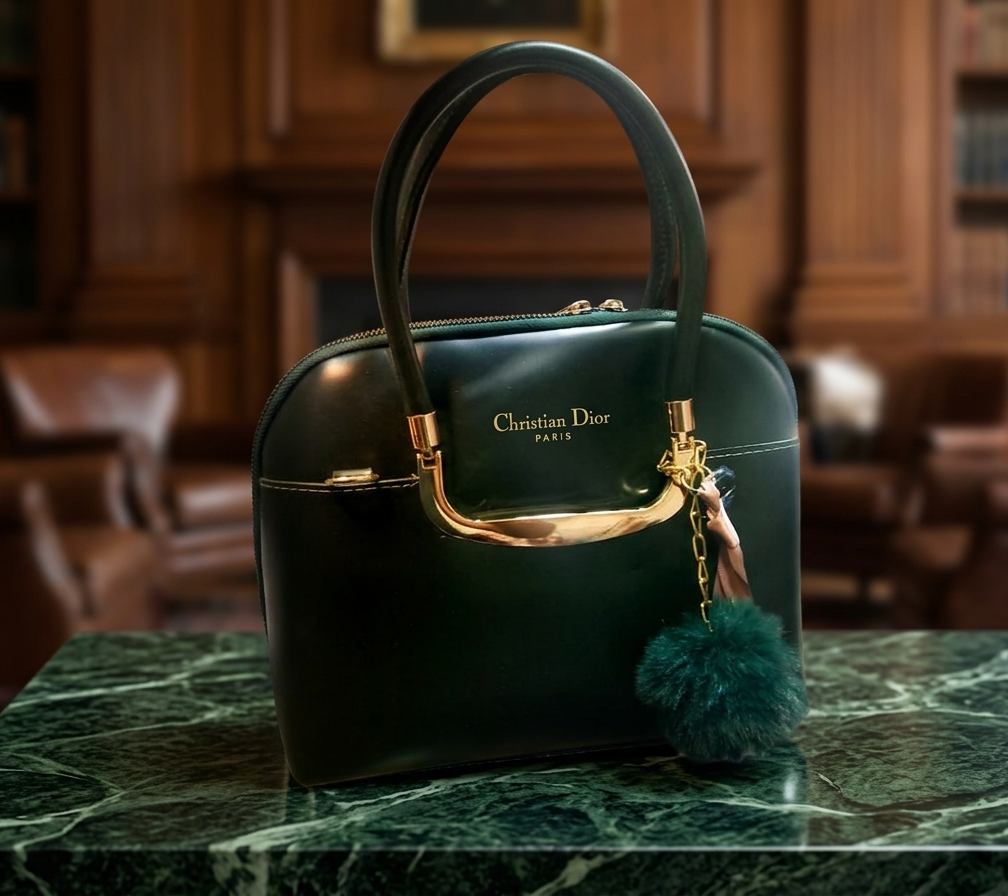 Emerald Dome Top-Handle Bag — Deep Forest Green