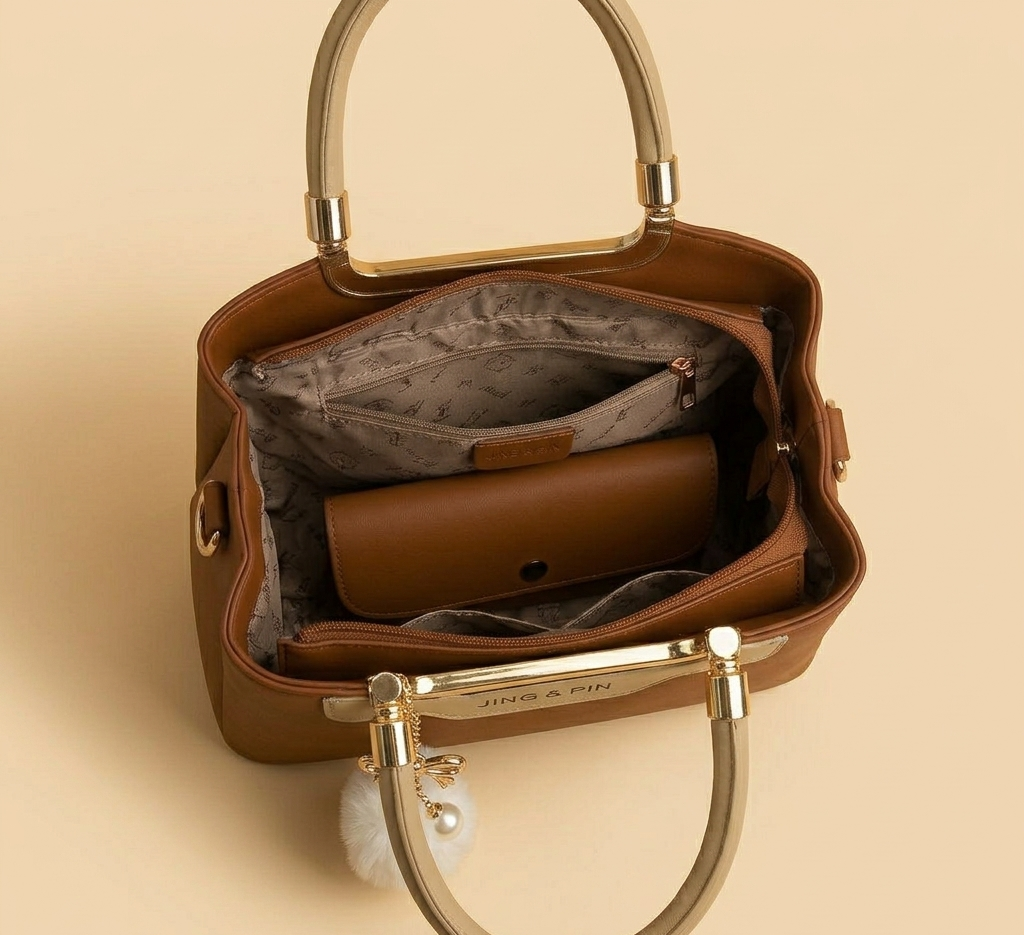 Modern Muse 2-Piece Handbag Set – Sleek Rexine in Minimalist Plain Design