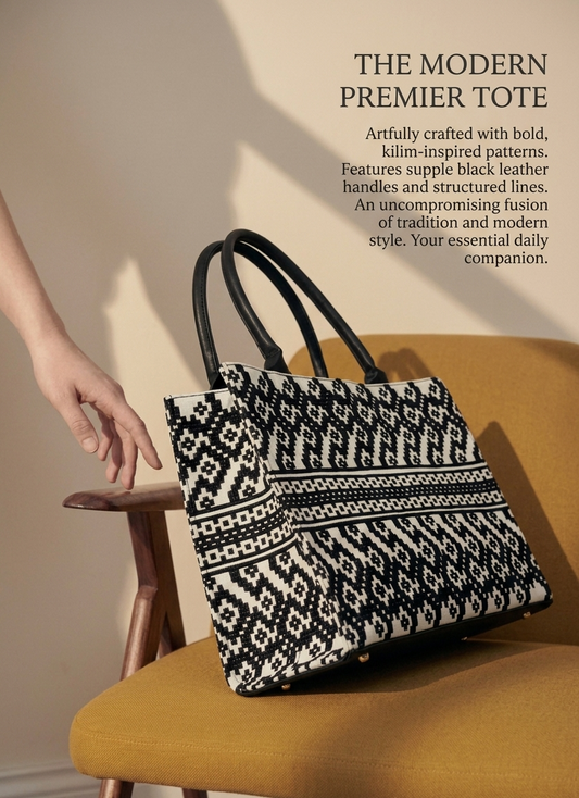 Ivory Paisley Embroidered Tote Bag