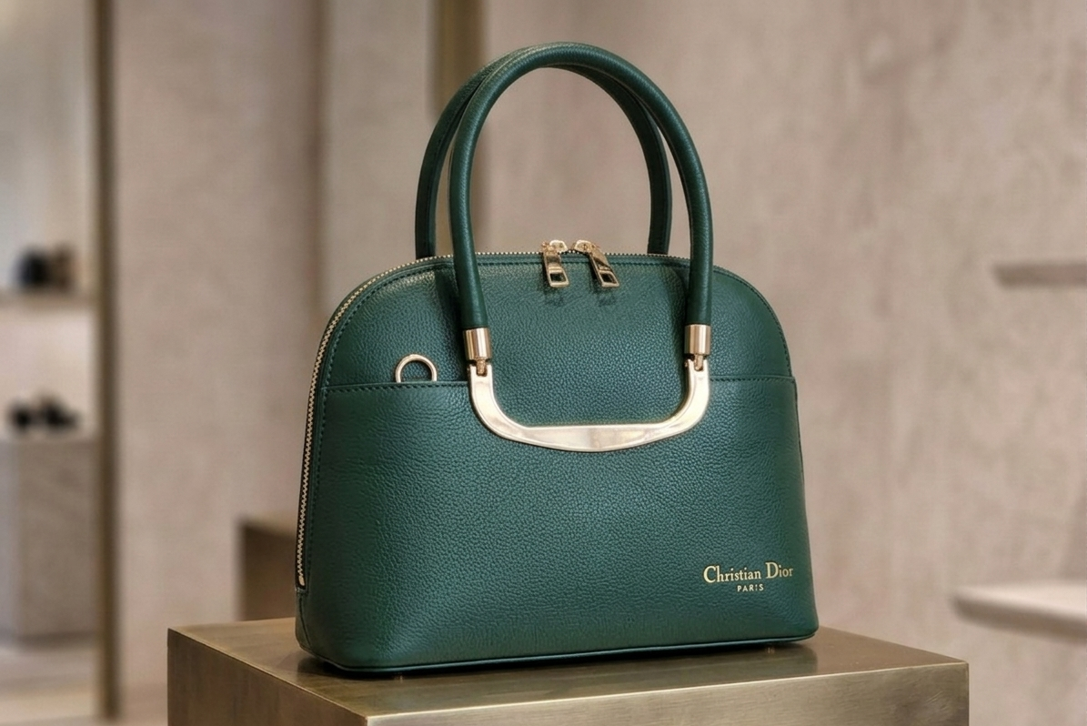 Emerald Dome Top-Handle Bag — Deep Forest Green
