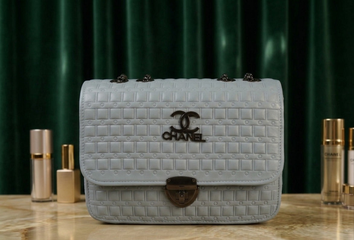 Pearl White Quilted Chain Shoulder Bag